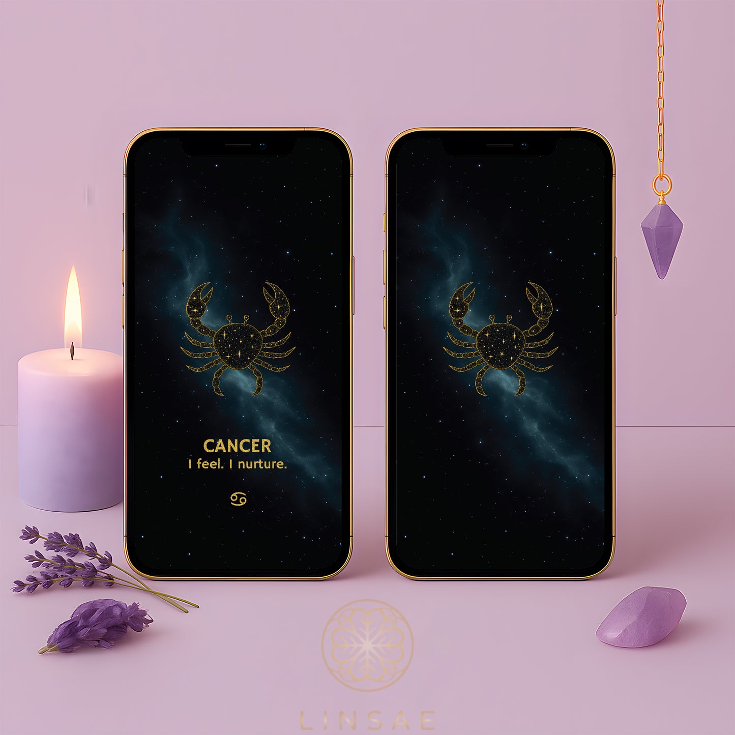 Cancer Phone Wallpaper – Celestial Care Charm + Bonus Heart Healing Ritual PDF