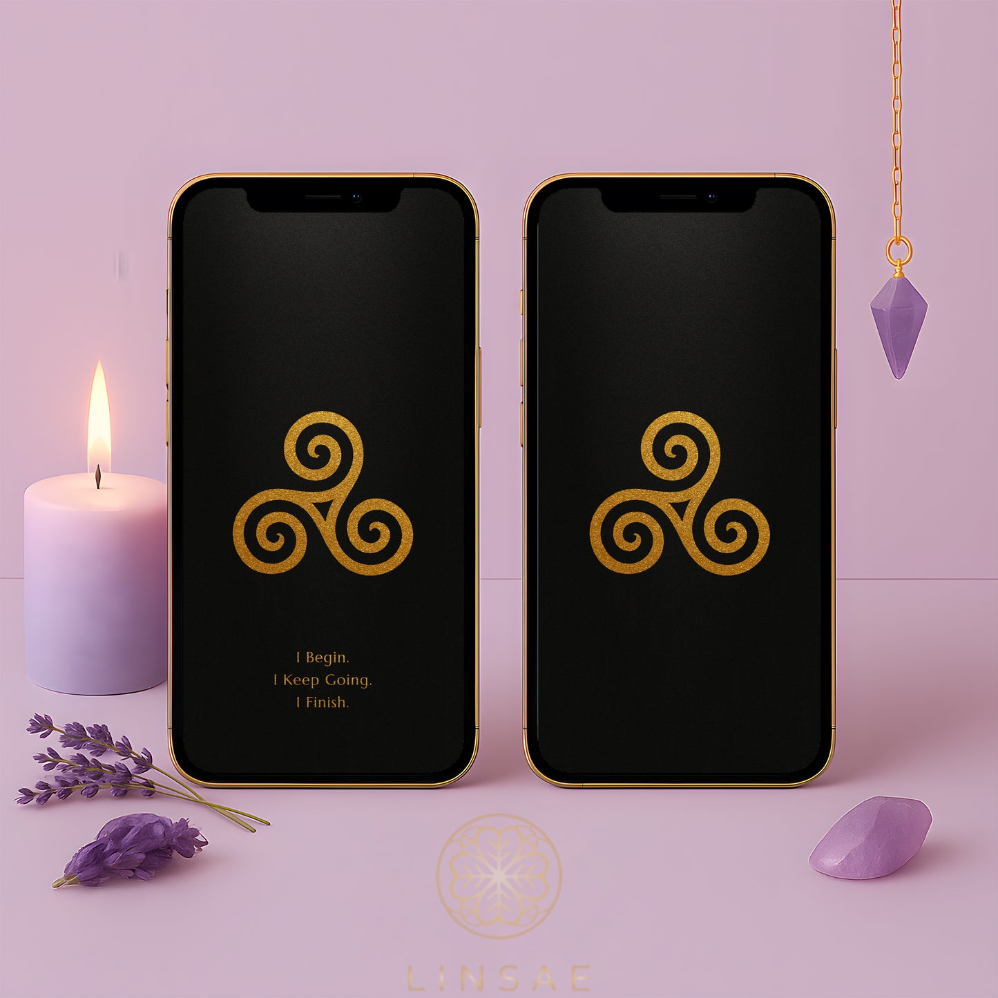 Sacred Triskelion Phone Wallpaper Set + Manifestation Ritual Guide